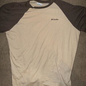 Columbia Men's Tan and Dark Brown Raglan Tee